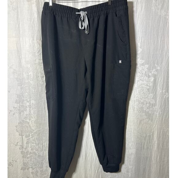 Figs By Figueroa Pants - Figs Scrub Pants Joggers XXL Black Cargo Uman Relaxed Cuffed Elastic Waist